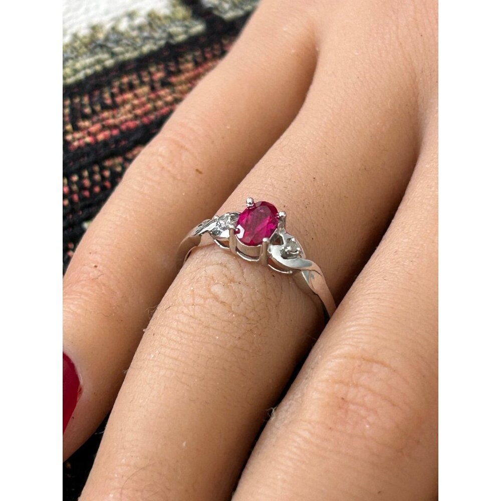10k White Gold Ruby Ring - image 4